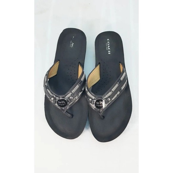 Coach Shoes Jasmine black thong sandals women's size 7.5 B